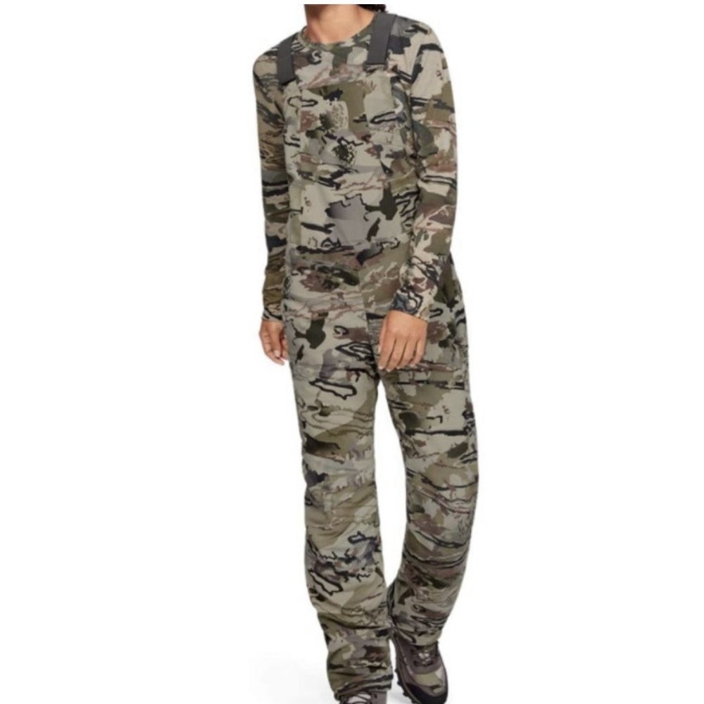 Under Armour Coldgear Storm Camo Bibs Womens M‎ Loose Grit Barren Camouflage NWT